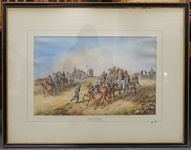 Orlando Norie (Belgian, 1832-1901), watercolour, ‘Royal Artillery in action, Indian Mutiny’, signed, 30 x 46.5cm. Condition - fair/good